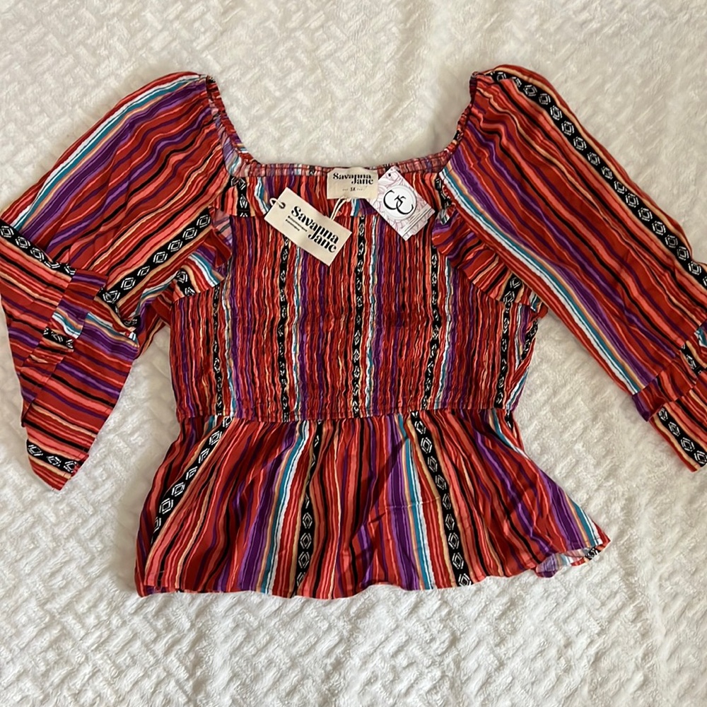Savanna Jane Rushed Top - Size 3X